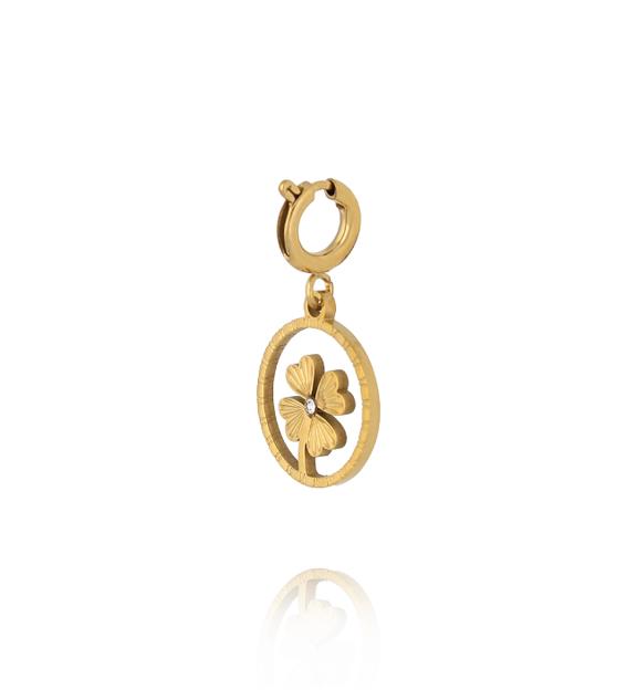 Charms złota koniczyna w okrągłej oprawie CHA0213