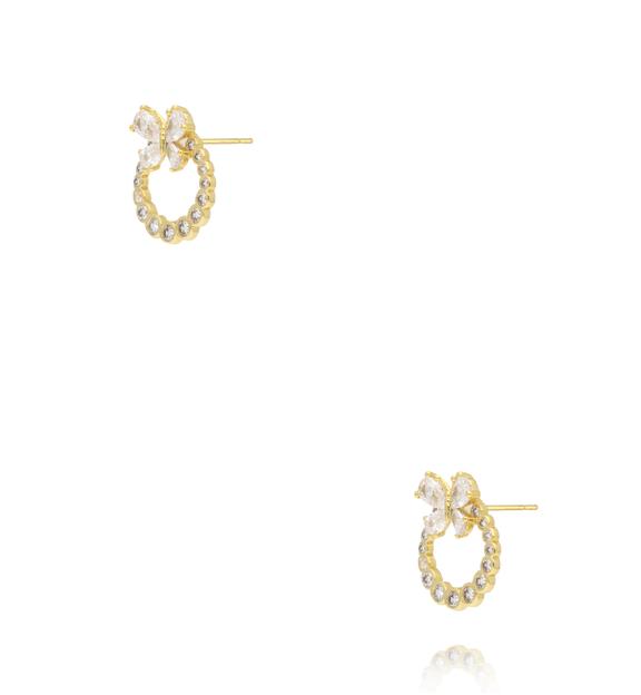 Kolczyki złote motylki z obręczą cyrkonii KSS2184