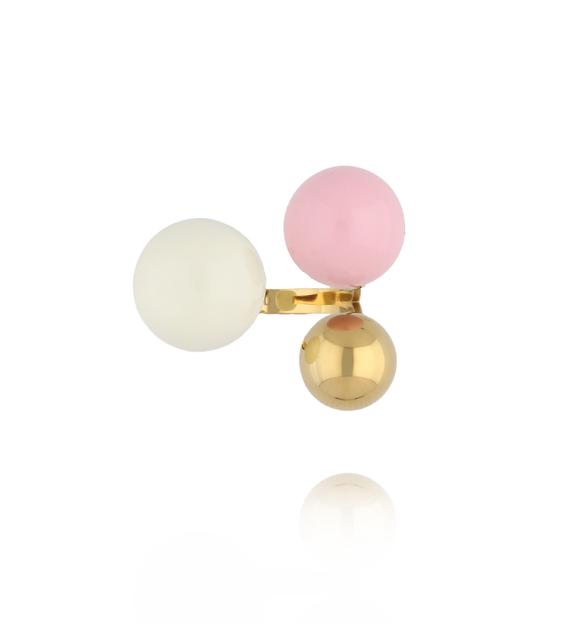 Pierścionek z kulkami emaliowany różowy PSA1076