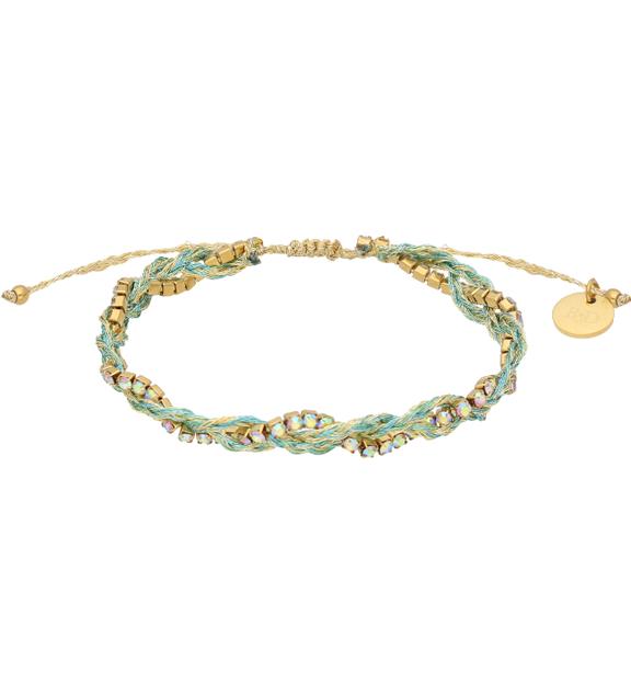 Bransoletka turkusowa z kryształkami pleciona Moonlit BSC1904