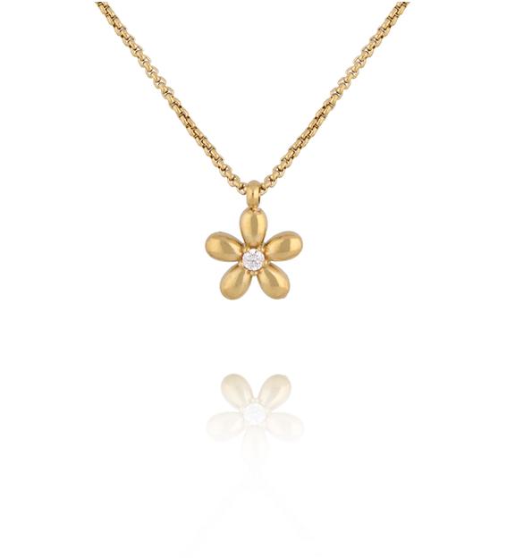 Naszyjnik z zawieszką kwiatkiem złoty  NSY0634