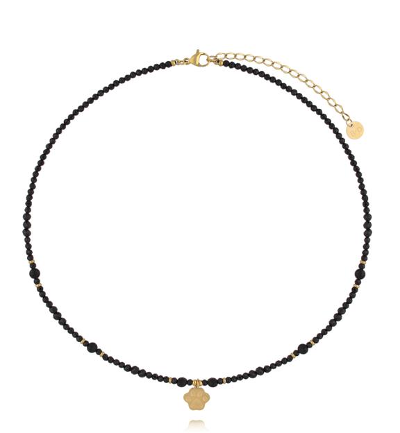 Naszyjnik z czarnego turmalinu z zawieszką w kształcie łapki NTW1621