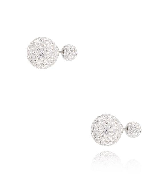 Kolczyki z cyrkoniami srebrne okrągłe podwójne Diamants KSA1100