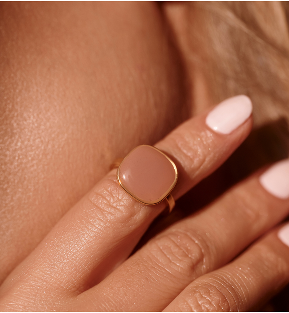 Zestaw biżuterii z karmelową emalią ZN0079