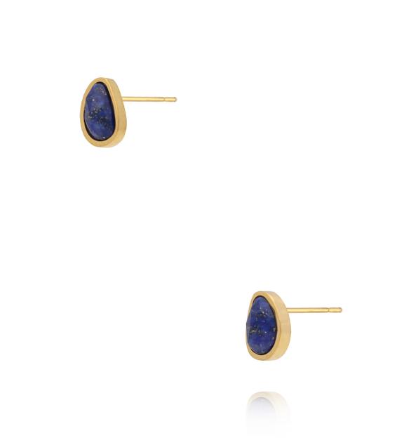 Kolczyki z nieregularnymi lapisami lazuli w złotej oprawie KEA0129