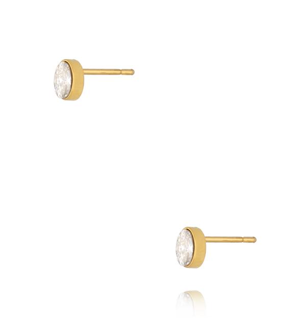 Kolczyki z kryształkiem złote owalne KSY0709