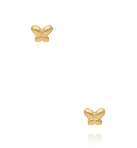 Zestaw kolczyków złoconych z motylkami i cyrkoniami KSY0427