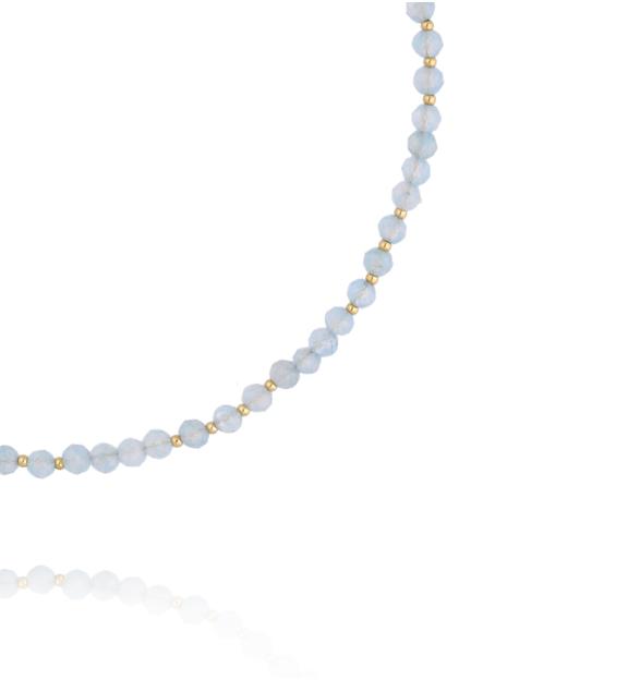 Naszyjnik z niebieskiego jadeitu z pozłacanymi detalami NPA1577