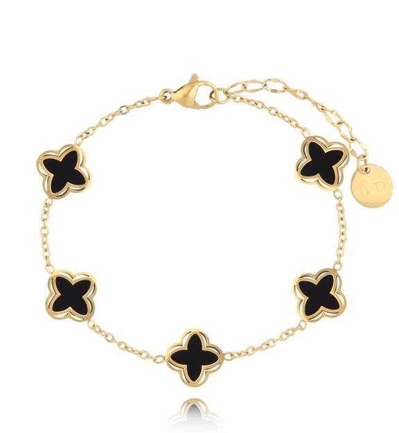 Bransoletka z czarnymi koniczynkami Clovers BSY0030