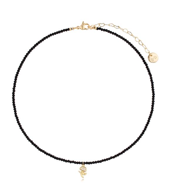 Naszyjnik czarny z kwiatuszkiem Vita NTW0944