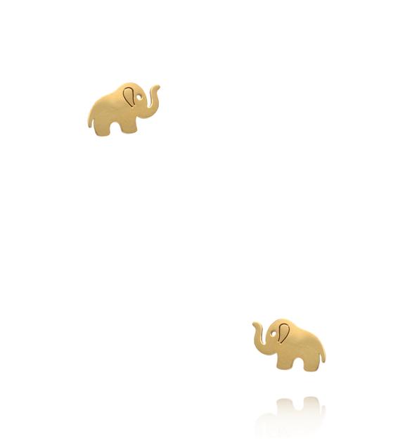 Kolczyki wkrętki w kształcie słonika złote KSY0624