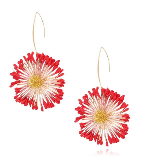 Kolczyki czerwone kwiaty Bunga KSO0044