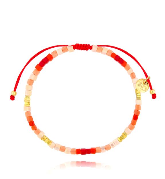 Bransoletka żółto czerona z kryształkami Nailah BSC1483