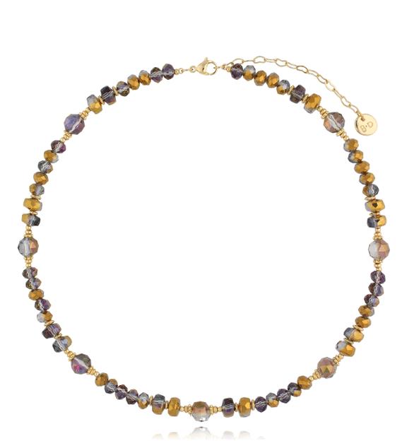 Naszyjnik ze złoto szarymi kryształkami Clear Sky NCY0041