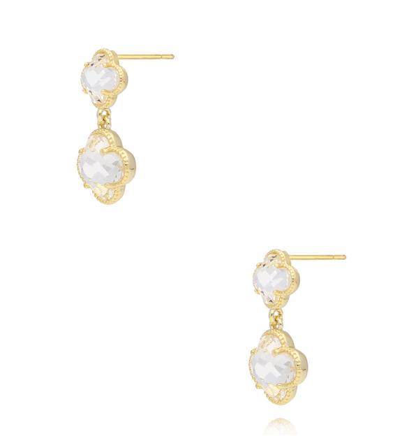 Kolczyki z podwójną koniczynką i kryształkami KSS2240