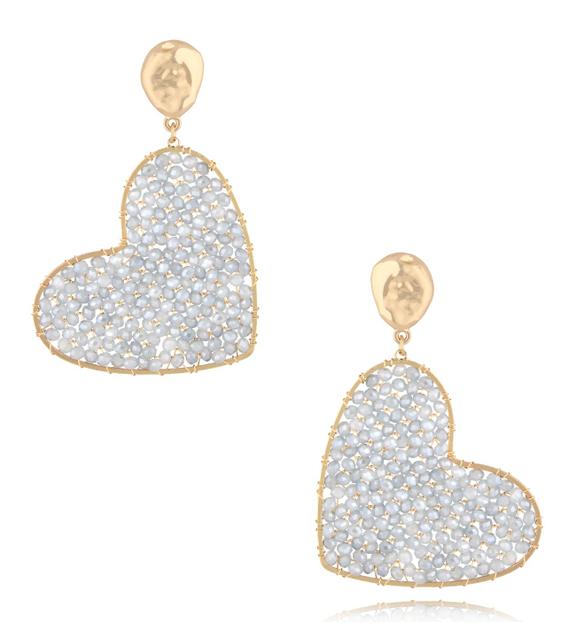 Kolczyki z niebiesko szarymi sercami Coeur Coloré KWE0070