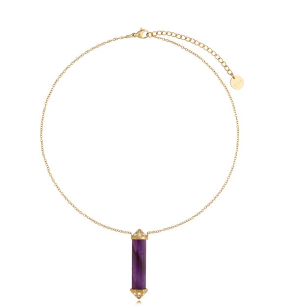 Naszyjnik z ametystem i cyrkoniami Cristal Stone NLB0268