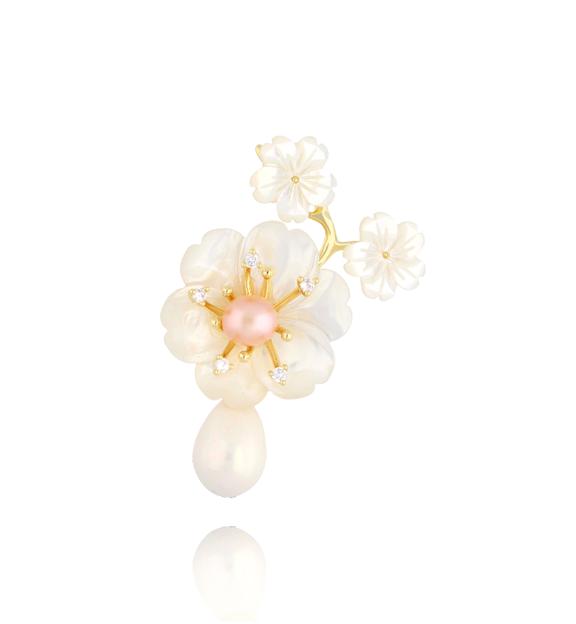 Broszka złota z kwiatkami Alcides BRSS0234