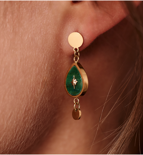 Kolczyki wiszące z jadeitem afrykańskim KEA0046