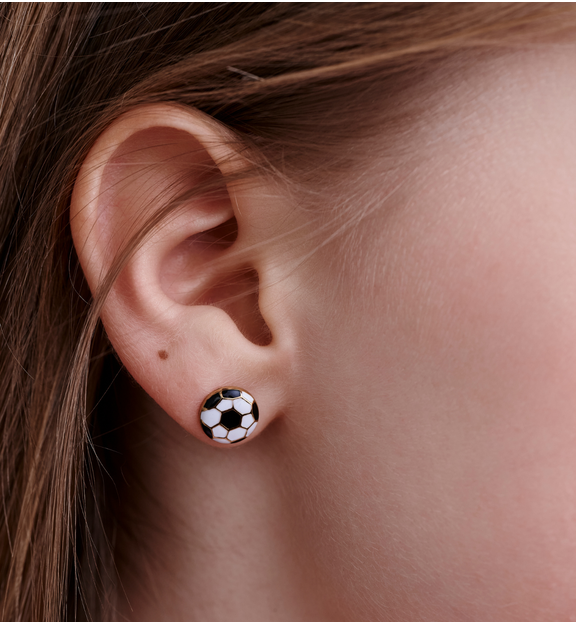 Kolczyki piłki futbolowe z emalią KSY0680