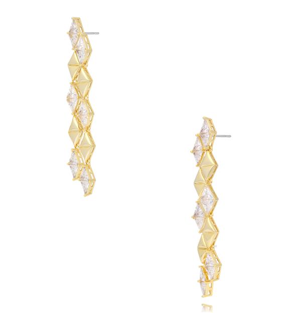 Kolczyki kaskadowe z kryształkami i złotymi elementami KSS2249