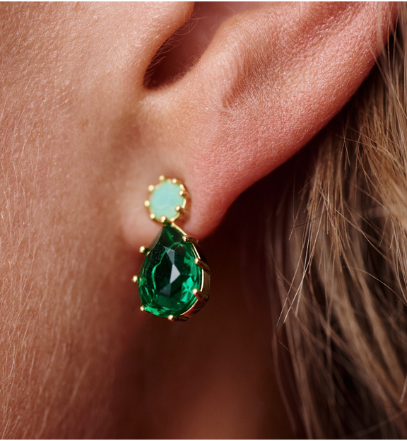 Kolczyki z zielonym kryształkiem KSS2098