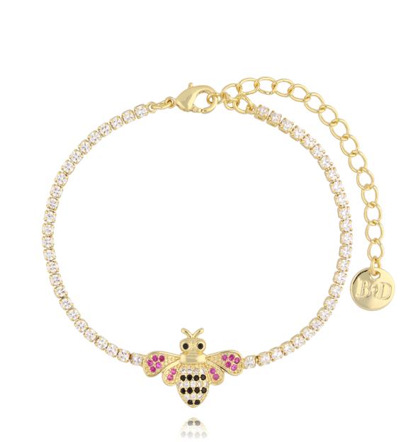 Bransoletka złota z owadem i kryształkami Trixie BSS0175