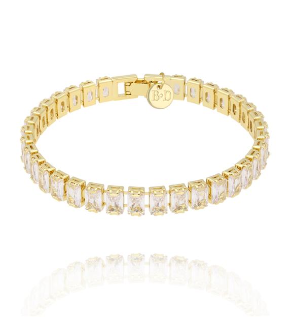 Bransoletka tenisowa z prostokątnymi kryształami BSS0286