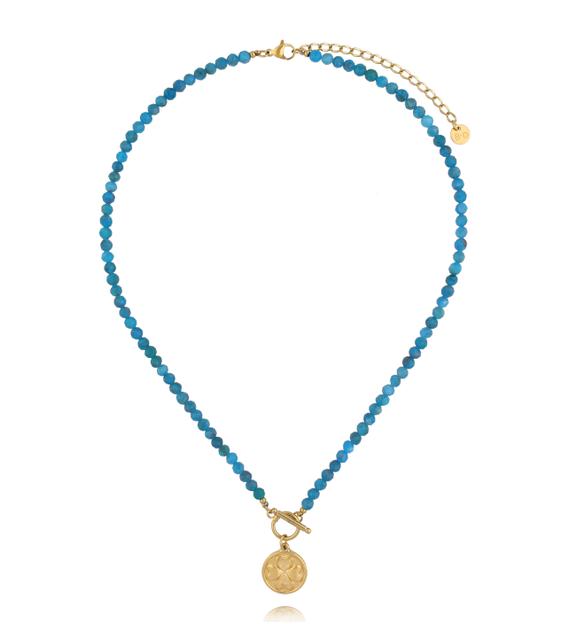 Naszyjnik z apatytu z medalionem koniczyny NTW1589