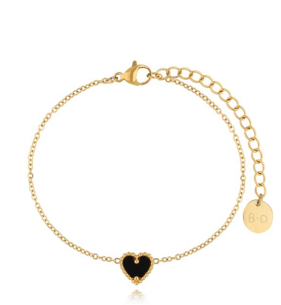 Bransoletka z czarnym sercem Loving Heart BSY0068