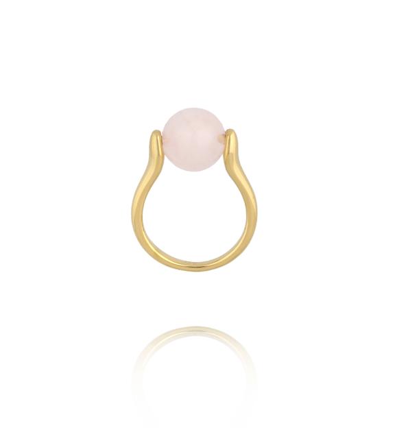Pierścionek z kwarcem różowym w złotej oprawie PSA1161
