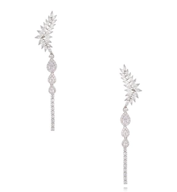 Koczyki długie srebrne z cyrkoniami KSS2004