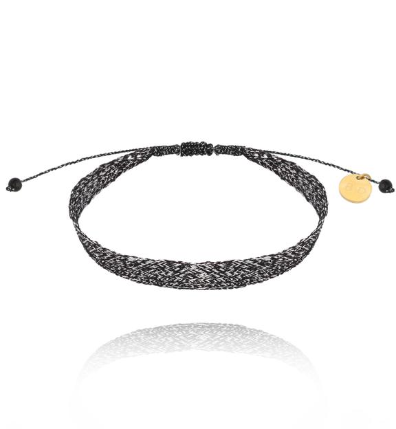 Bransoletka z tasiemką srebrno czarna Glow Up BSC1924