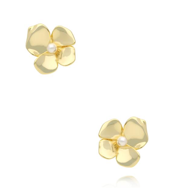 Kolczyki kwiaty z perłą złote KSS2242
