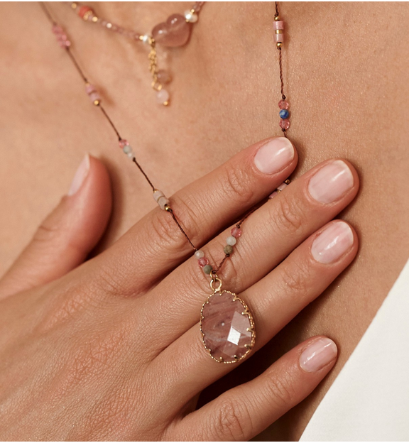 Zestaw naszyjników z różowymi kamieniami ZN0166