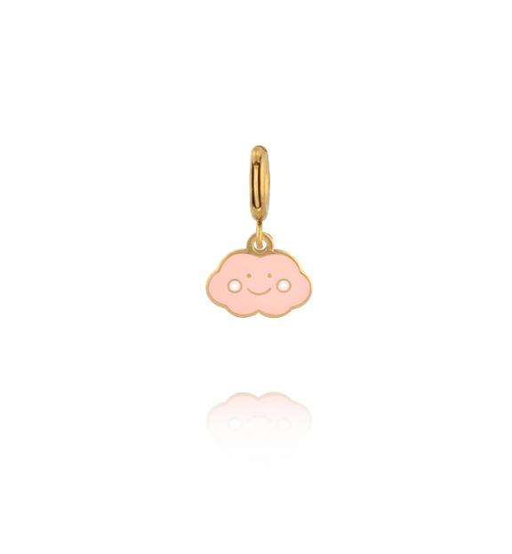 Charms złota chmurka z różową emalią CHA0195