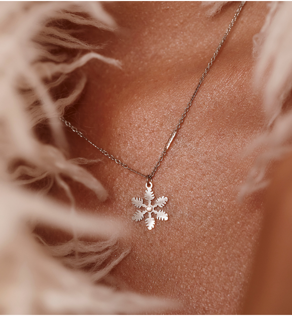 Zestaw biżuterii srebrnej ze śnieżynkami ZN0082