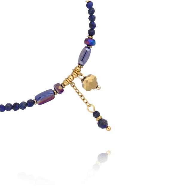 Bransoletka z lapisu lazuli i kryształków z delikatnymi zawieszkami BTW3569