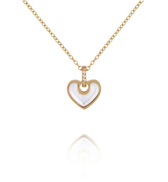 Naszyjnik z perłowym sercem i cyrkoniami NSY0849