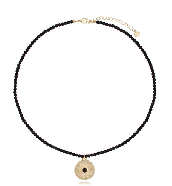 Naszyjnik czarny z agatami NSC0136