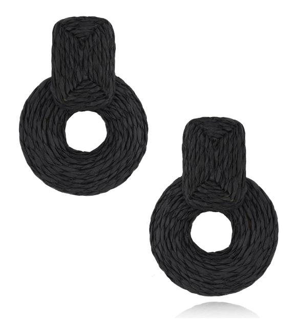 Kolczyki czarne ze sznurkiem Modern Organic KSO0008