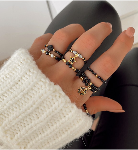 Pierścionek elastyczny z agatami PSC0135