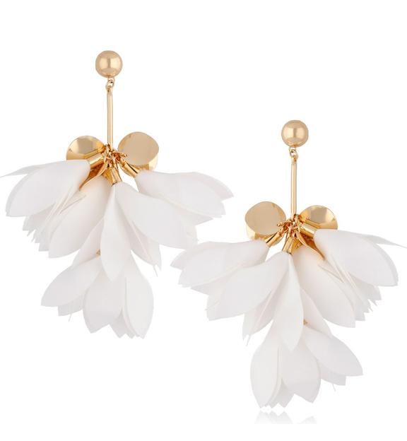 Kolczyki jedwabne kwiaty białe KBL0798