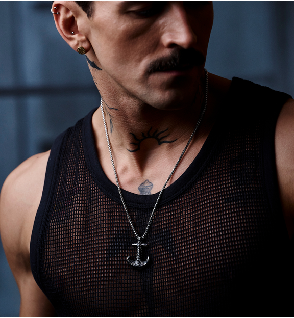 Naszyjnik męski z zawieszką kotwica Capitan NMITC0040