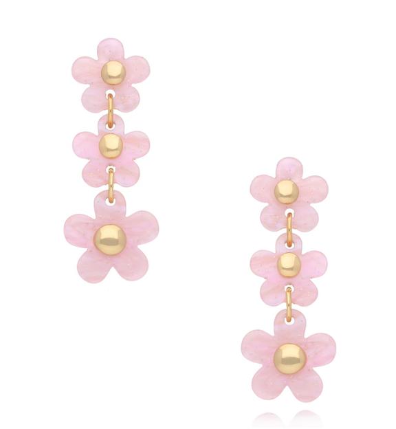 Kolczyki z kwiatkami różowe Fleurs colorées KZA0123