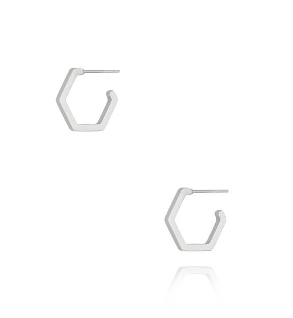 Kolczyki sześciokąty srebrne małe Hexagon KSA1018