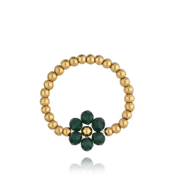 Pierścionek z zielonymi kryształkami Bouquet PSC0405