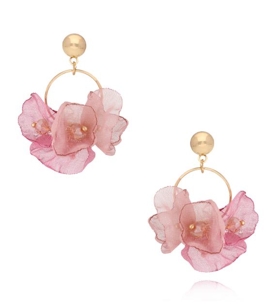 Kolczyki różowe z szyfonu Feverfew KBL1747