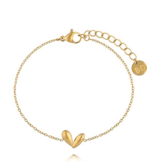 Bransoletka z minimalistycznym sercem na złotym łańcuszku BSY0590