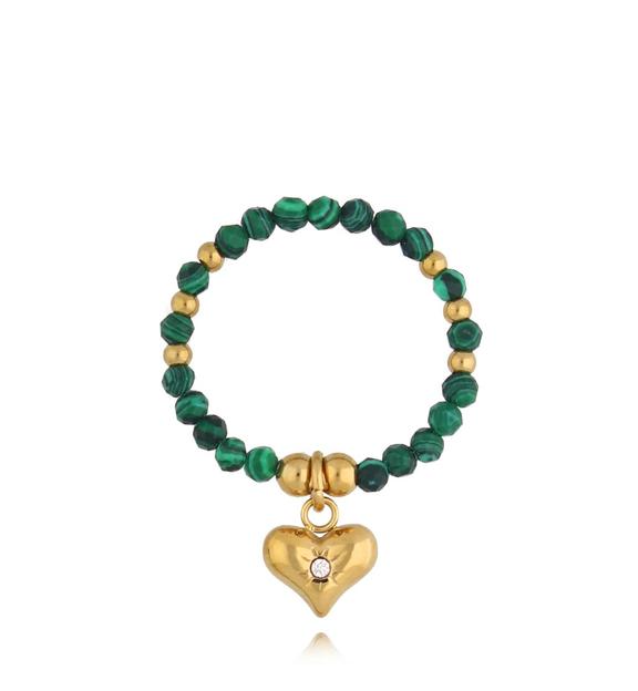 Pierścionek zielony z sercem Millville PSC0429